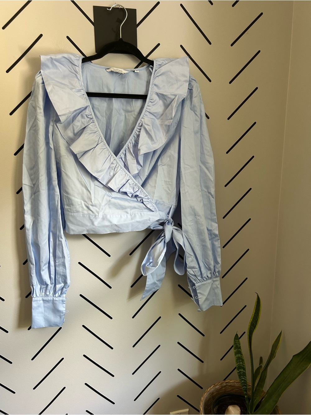 & OTHER STORIES Light Blue Ruffled Wrap Blouse - Picture 6 of 9
